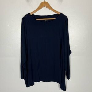 J. Jill Wearever Long Sleeves Tunic Top Size XLP Blue Dolman Sleeves Butter Knit